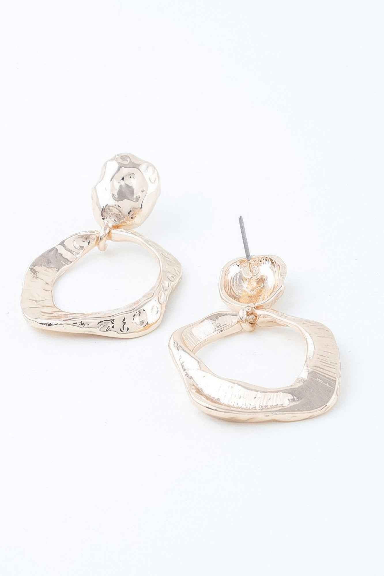 Double Hammered Open Disc Drop Earrings