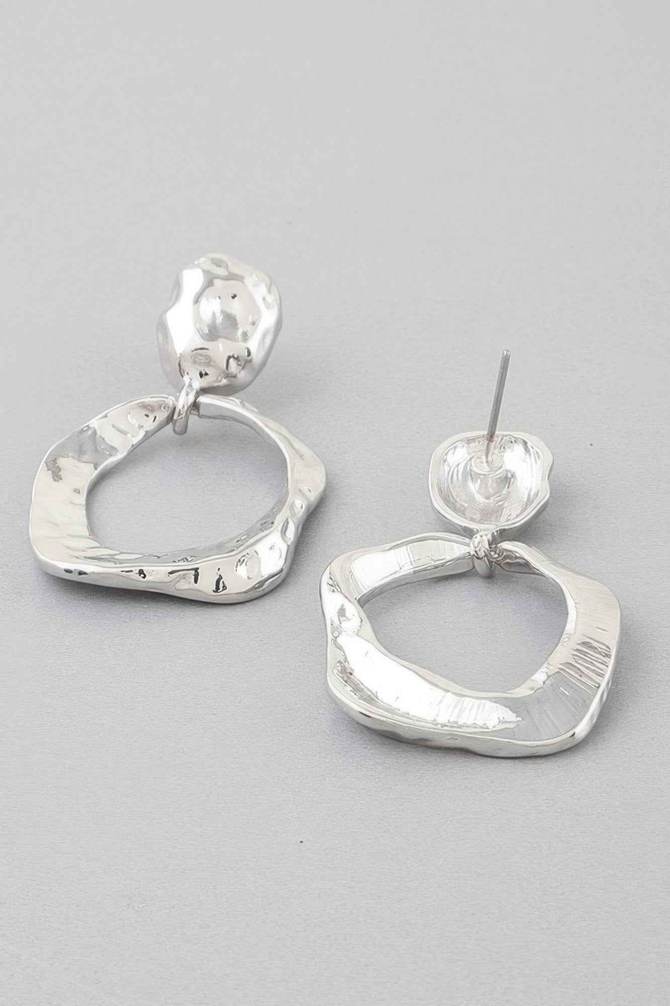 Double Hammered Open Disc Drop Earrings