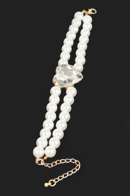 Faux Pearl Stone Elastic Bracelet