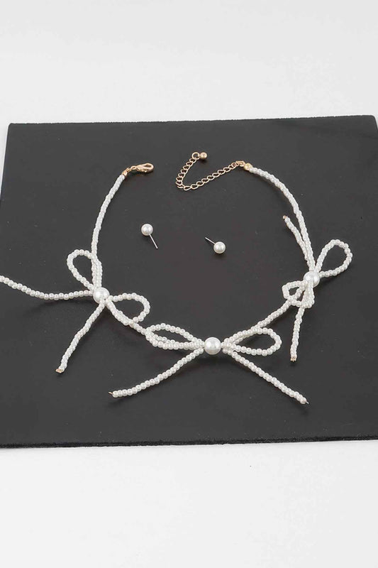 Triple Pearl Ribbon Necklace