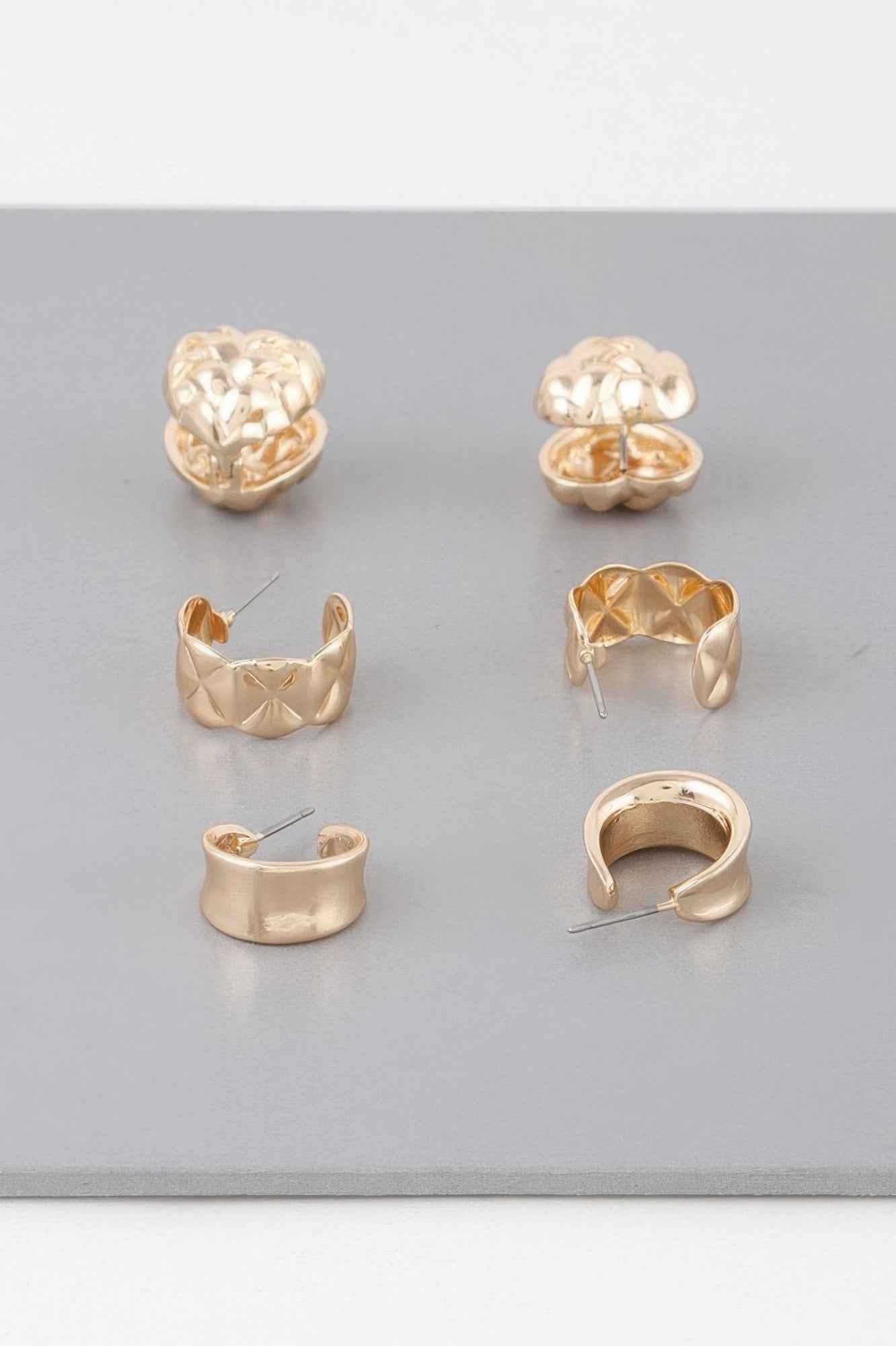 Triple Quilted Earrings Set