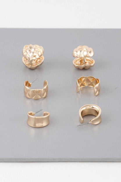 Triple Quilted Earrings Set