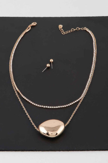 Double Shiny Plate Necklace