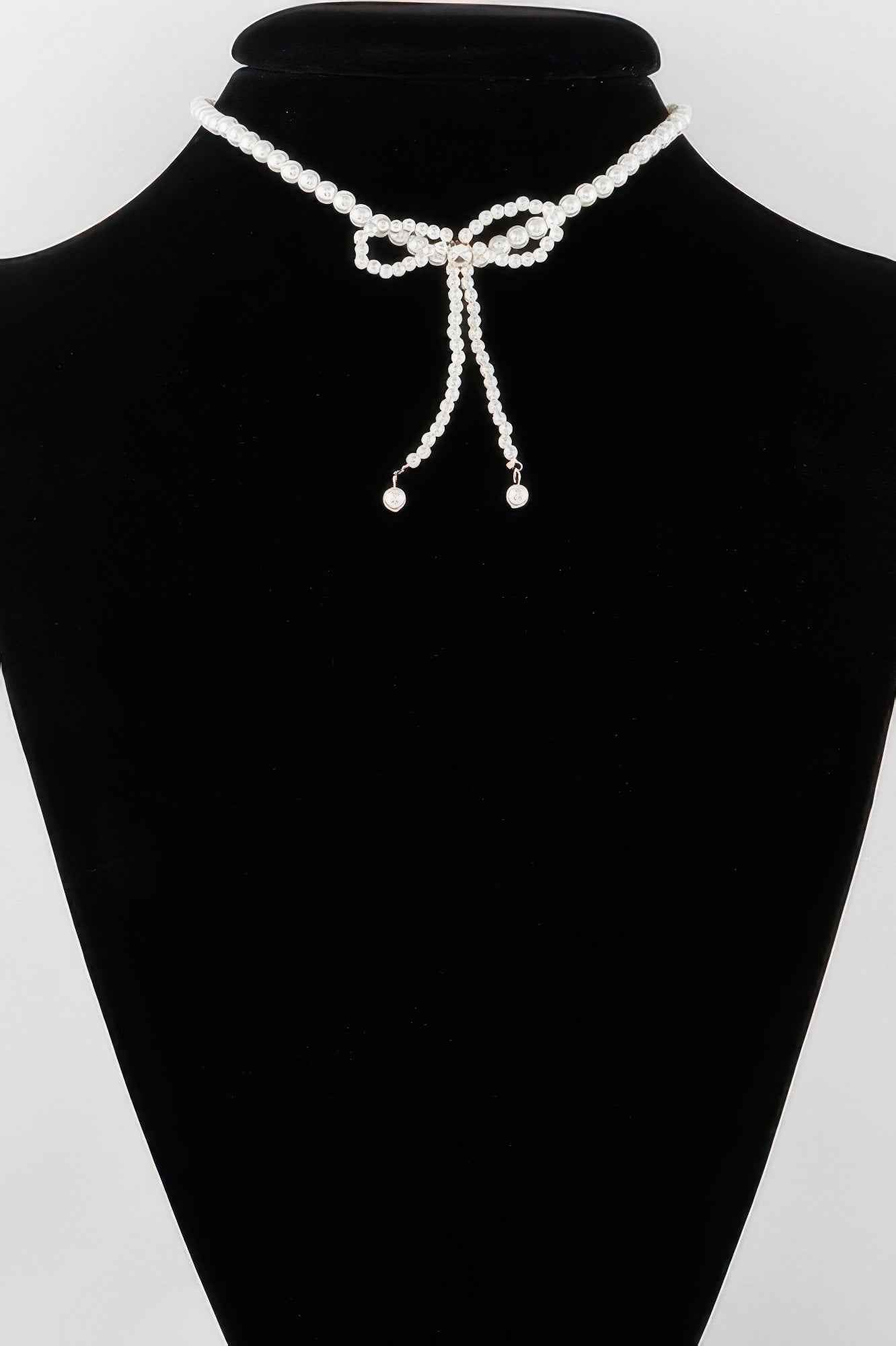 Pearled Ribbon Tie Necklace