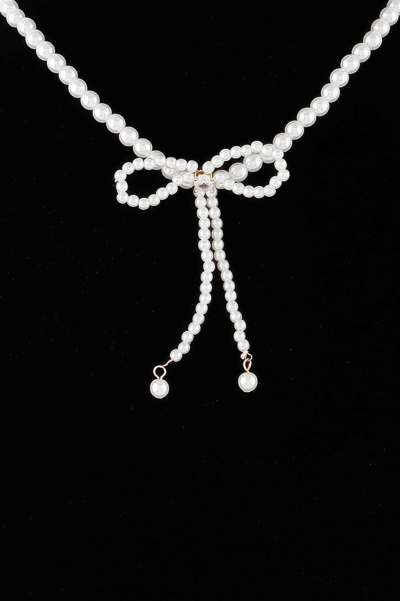 Pearled Ribbon Tie Necklace