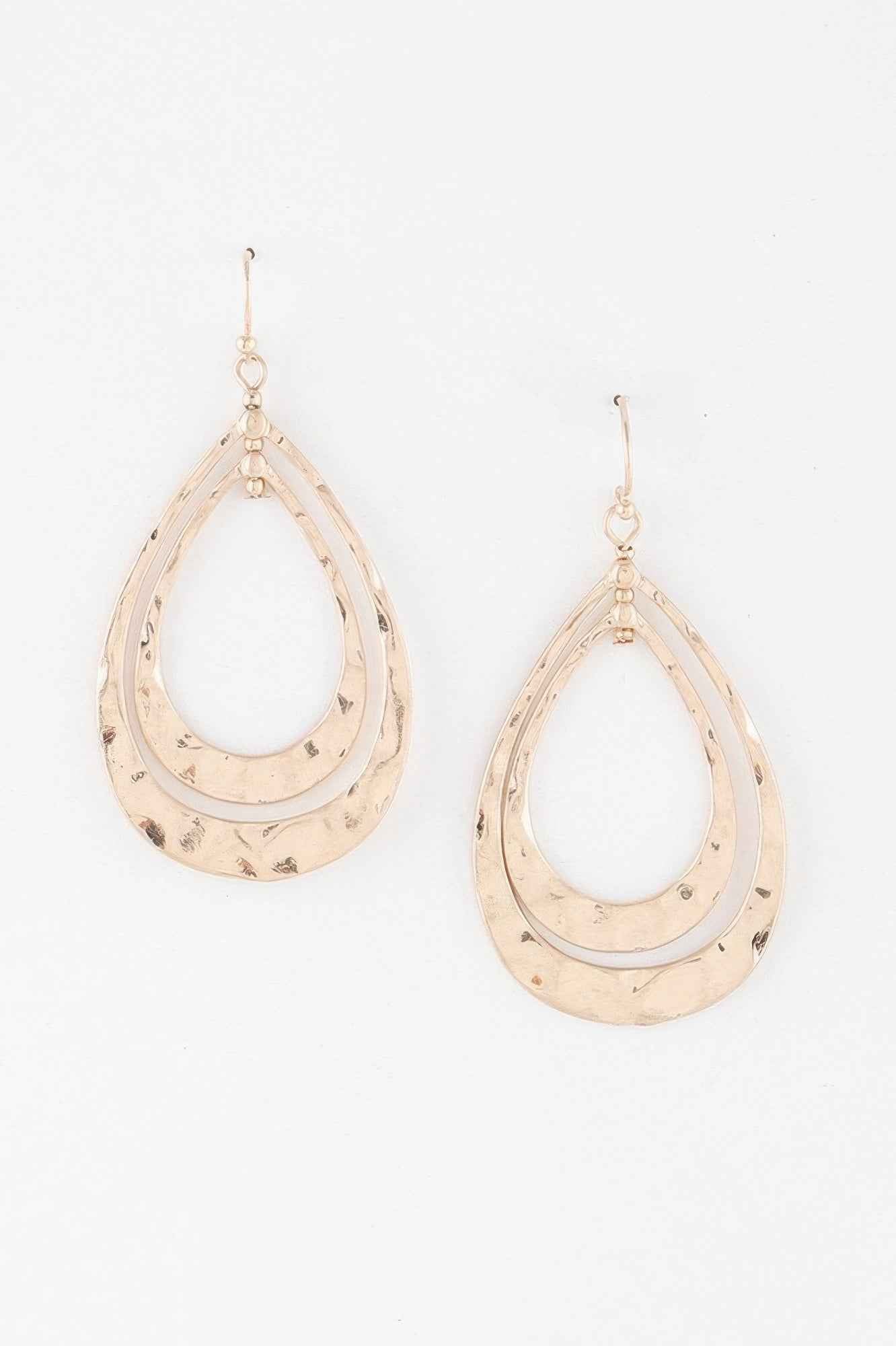 Hammered Double Teardrop Earrings