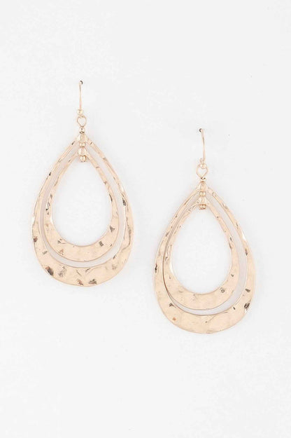 Hammered Double Teardrop Earrings