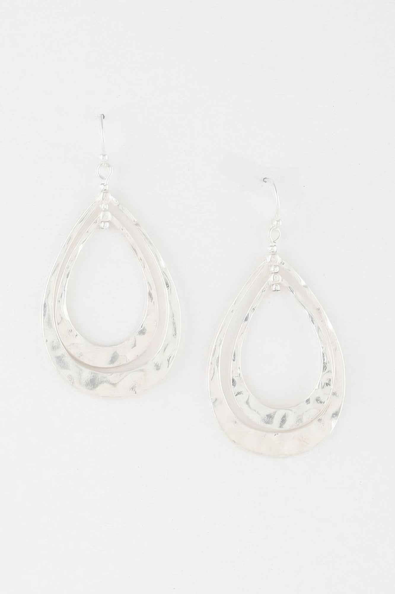 Hammered Double Teardrop Earrings