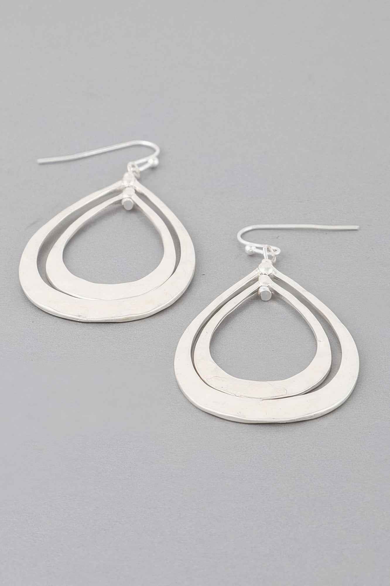Hammered Double Teardrop Earrings