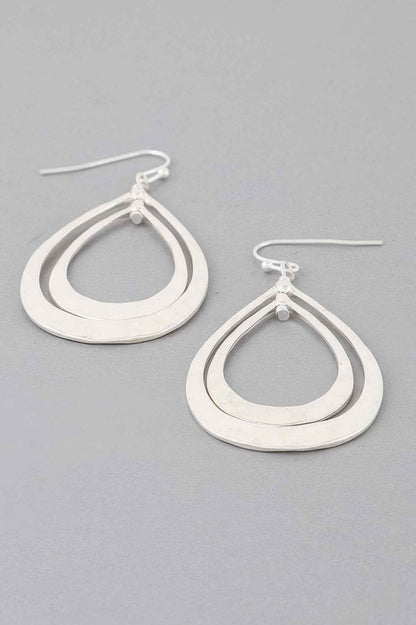 Hammered Double Teardrop Earrings