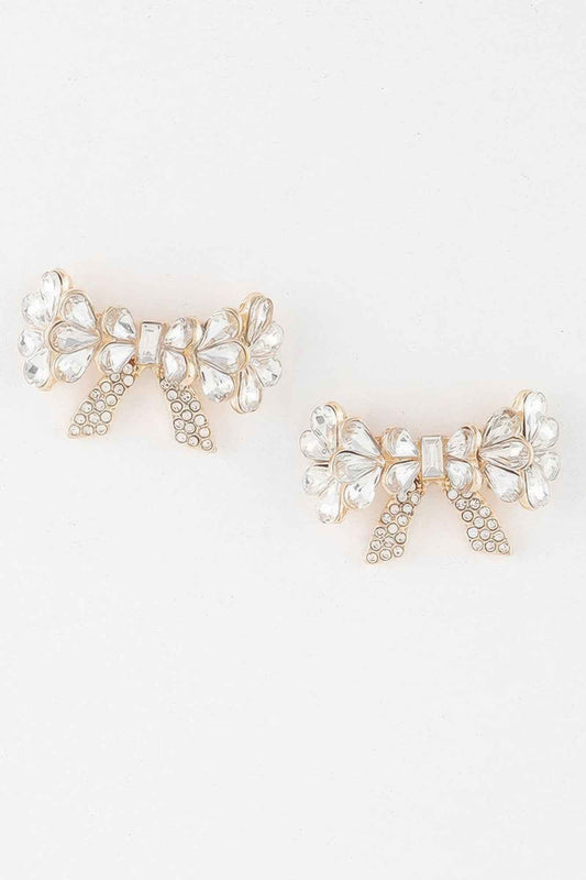 Crystal Teardrop Ribbon Earrings