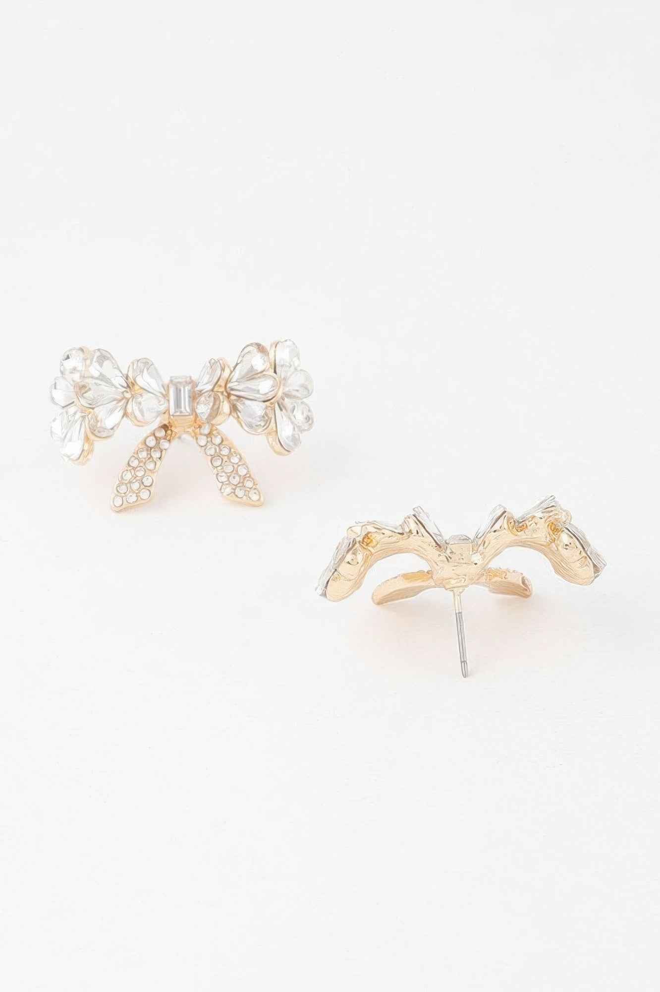 Crystal Teardrop Ribbon Earrings