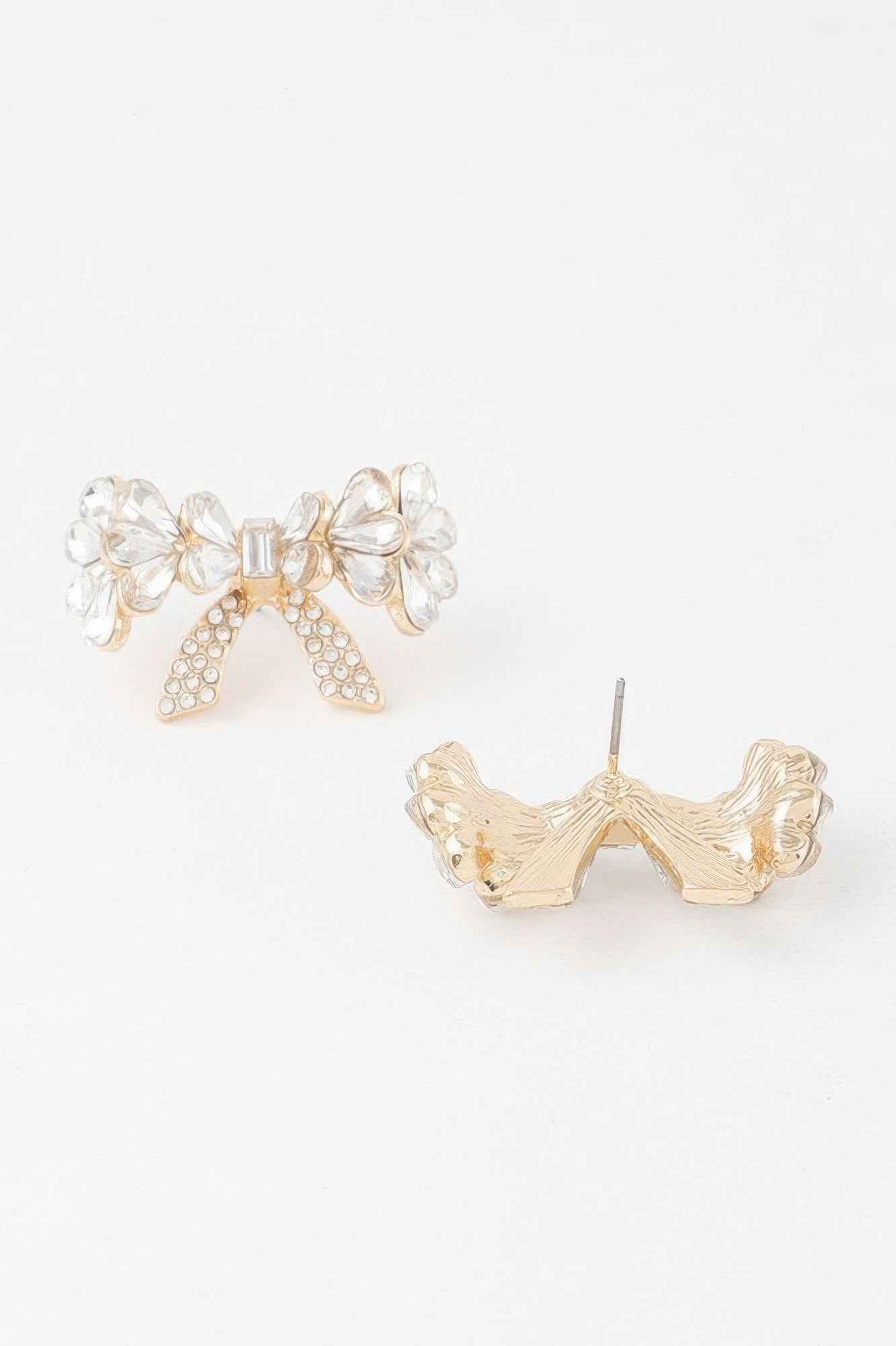 Crystal Teardrop Ribbon Earrings