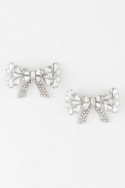 Crystal Teardrop Ribbon Earrings