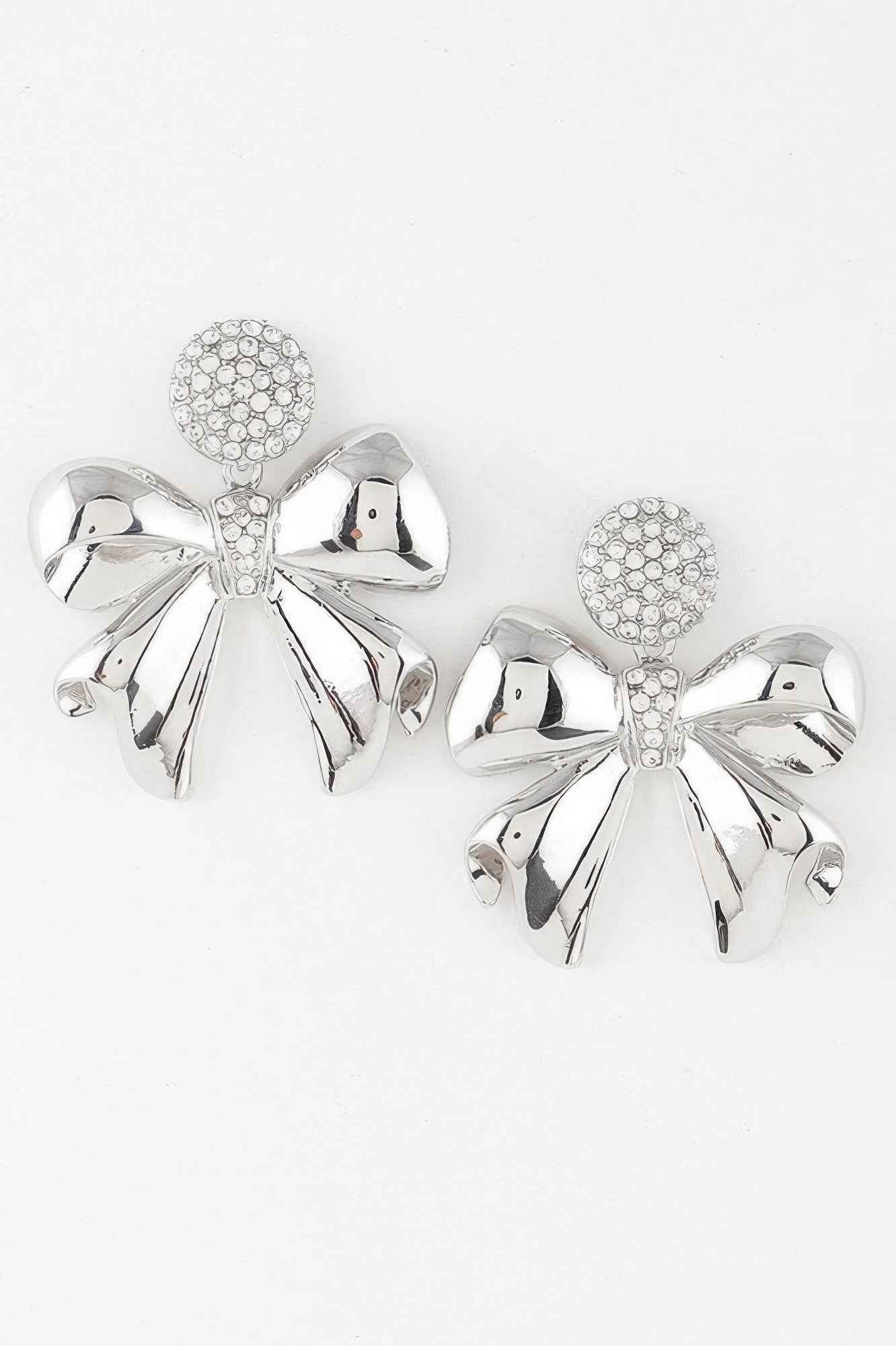 Shiny Jeweled Ribbon Earrings