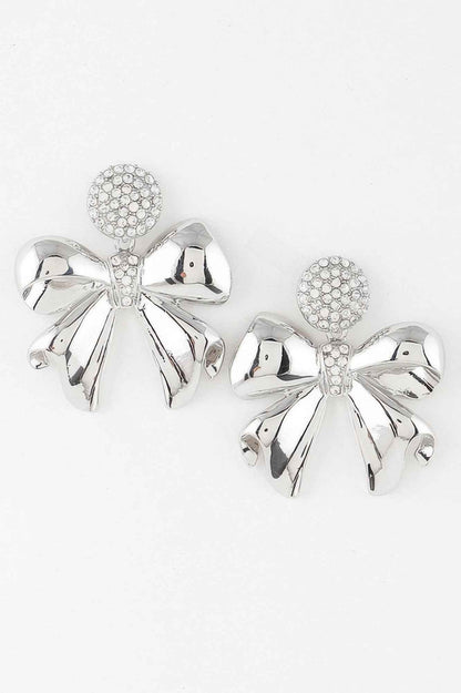 Shiny Jeweled Ribbon Earrings