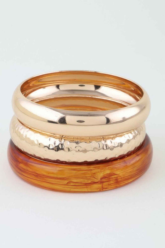 Wide Hammered Stone Bangle Bracelet