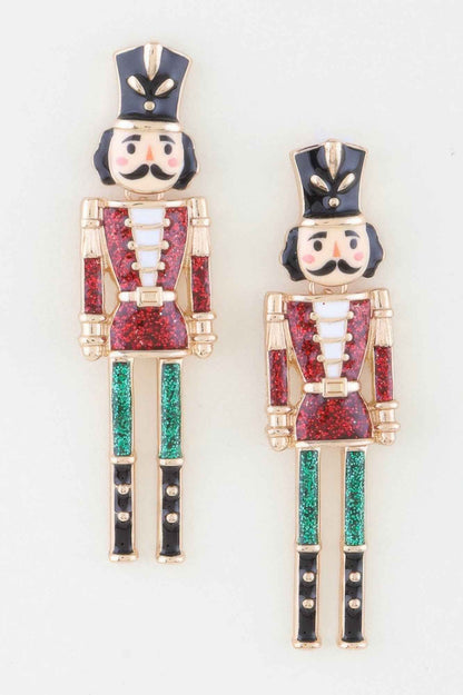 Glitter Nutcracker Drop Earrings
