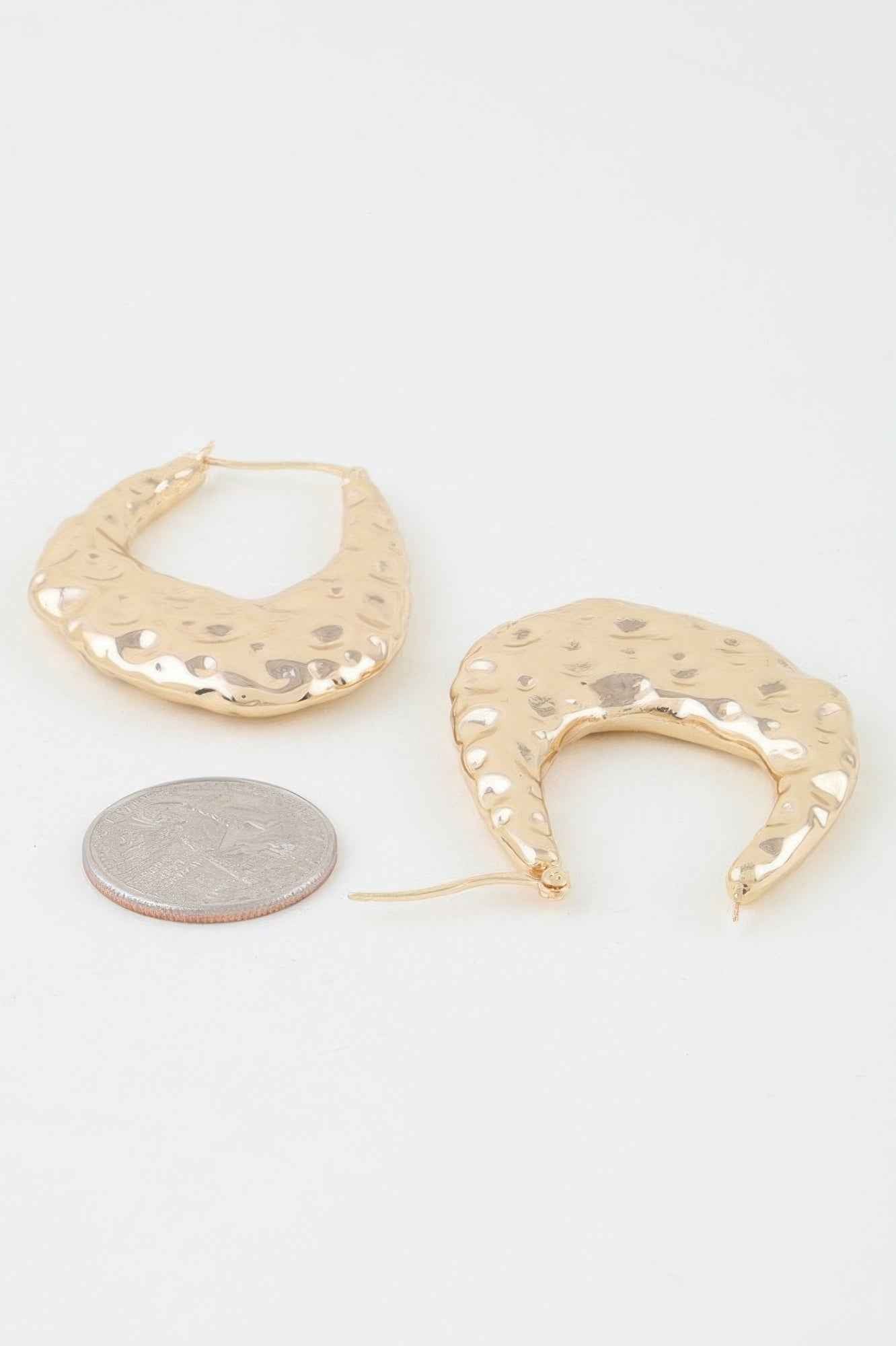 Hammered Moon Hoop Earrings