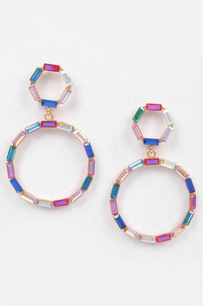 Double Circle Dangle Rhinestone Earring