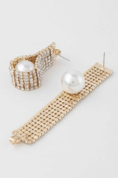 Rhinestone Pearl Wrap Earrings