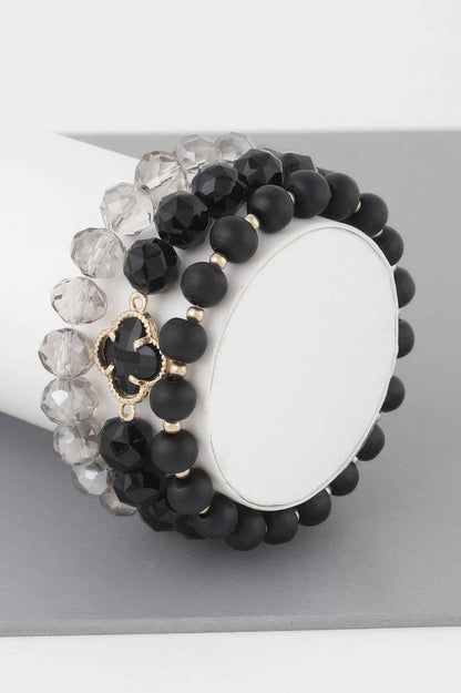 Triple Crystal Clover Bead Bracelet
