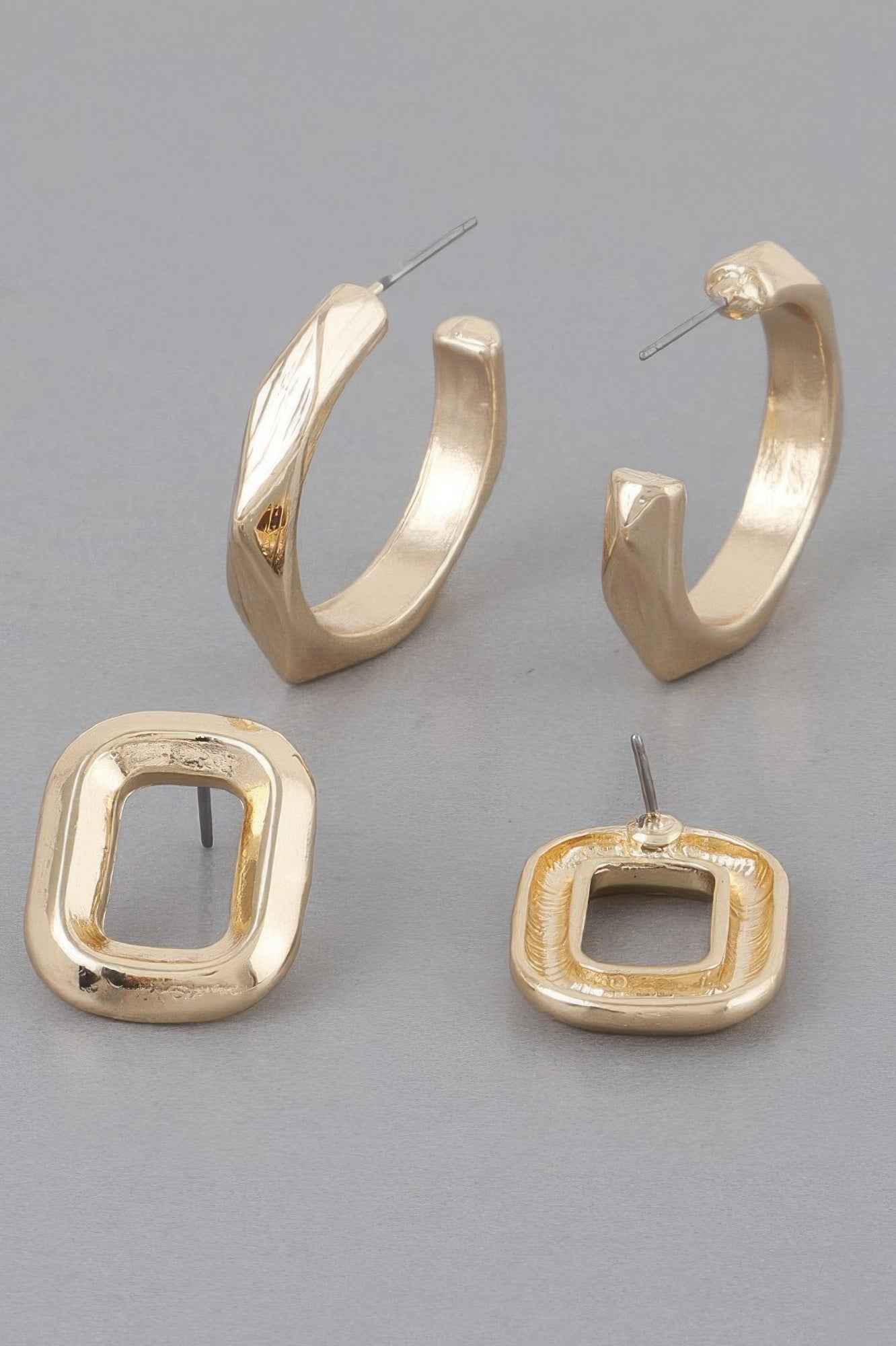 Copper Metal Clip Earrings Set