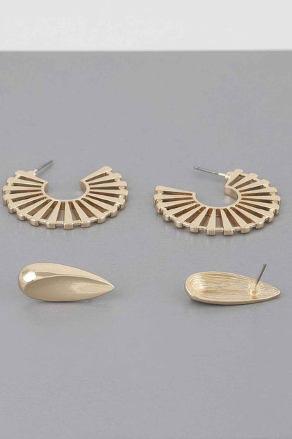 Sunray Flat Hoop Earrings Set