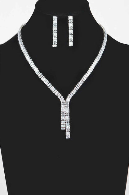 Rhinestone Earring And Necklace Set