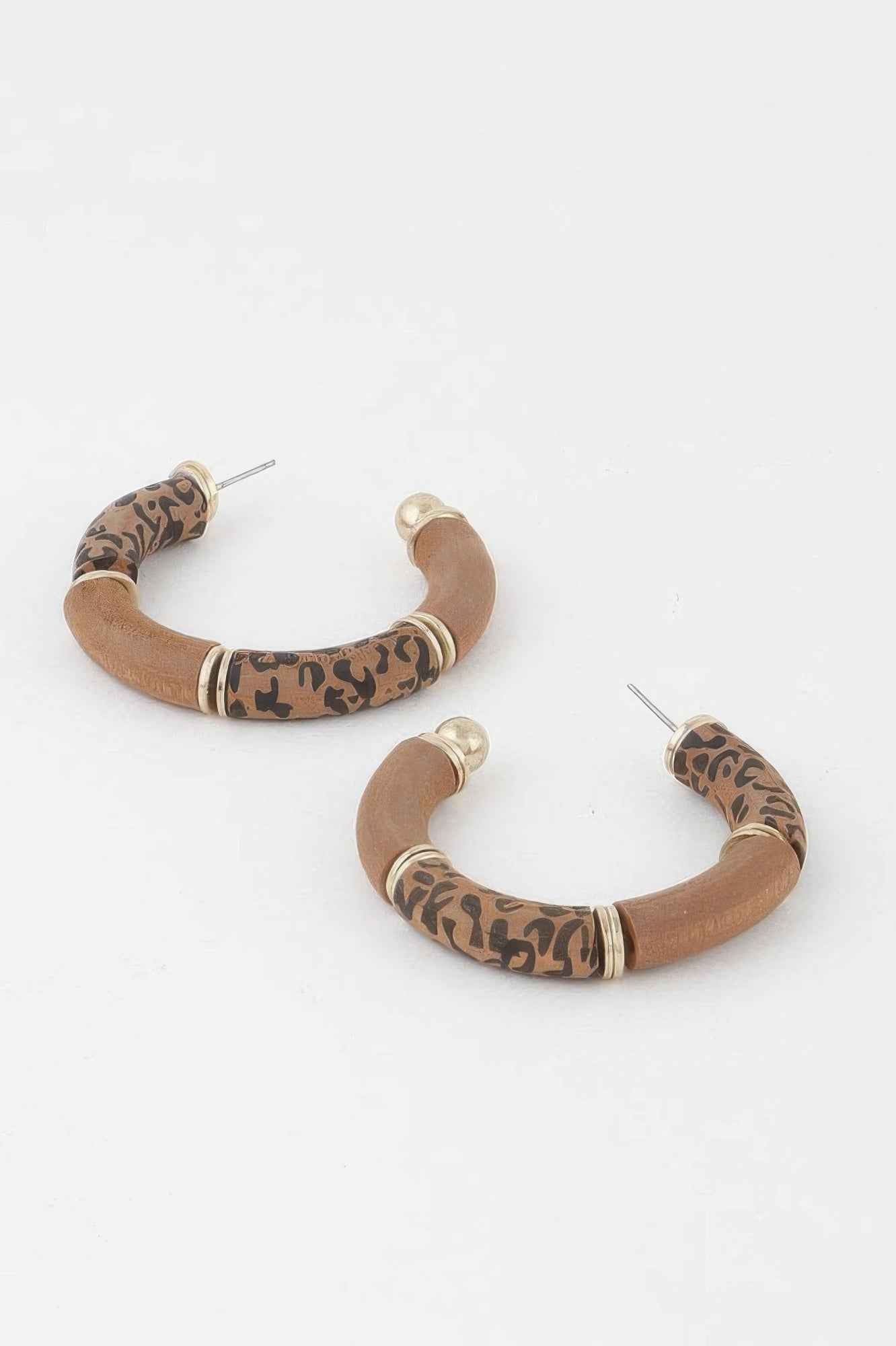 Leo Print Hoop Earrings