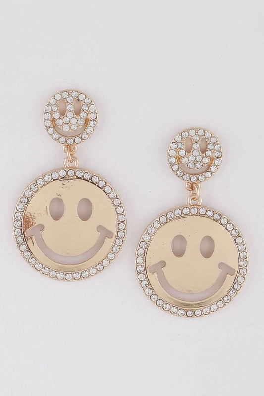 Jeweled Smiley Face Earrings