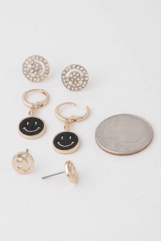 Smiley Face Earrings Set