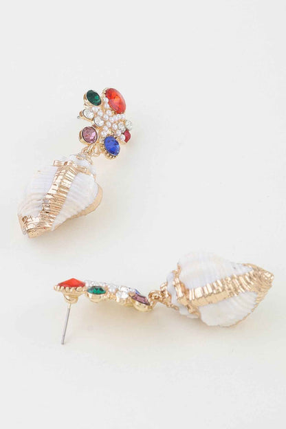 Bejeweled Summer Shell Earrings