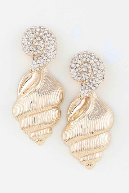 Bejeweled Conch Shell Earrings