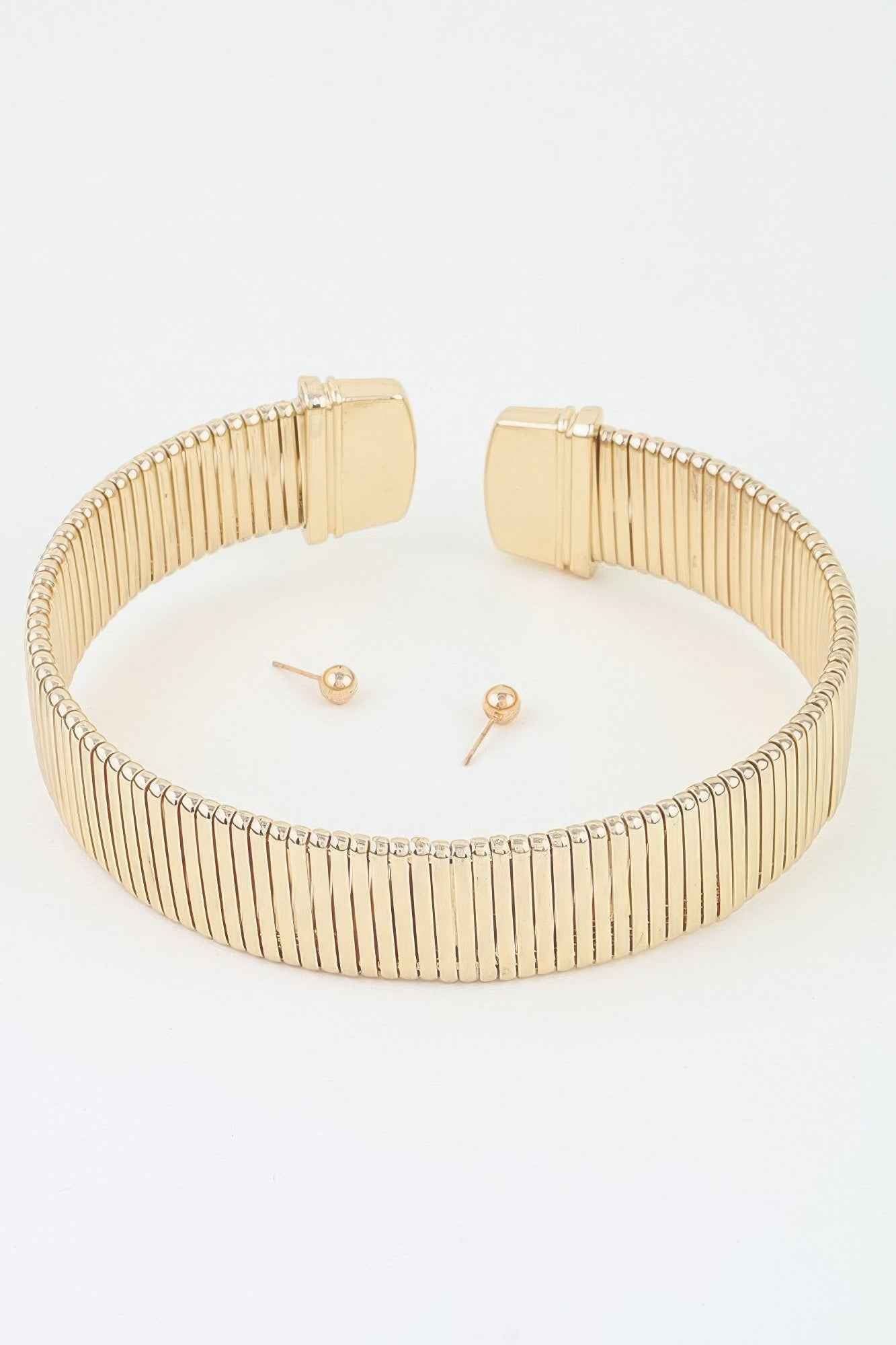 Classic Cubic Bar Chain Choker Necklace
