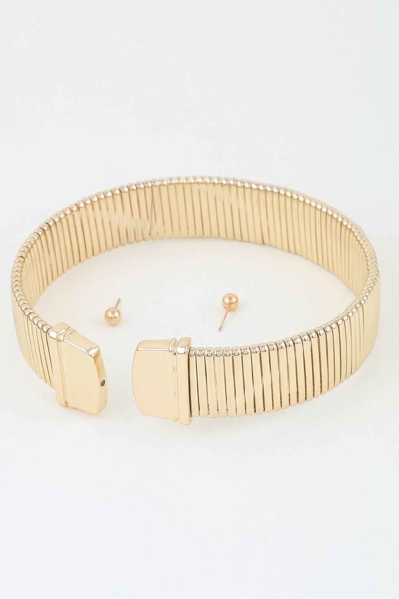 Classic Cubic Bar Chain Choker Necklace