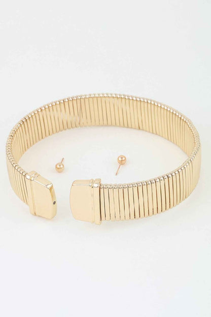 Classic Cubic Bar Chain Choker Necklace
