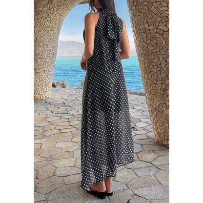 Halter Polka Dot Back Knot Tulle Dress