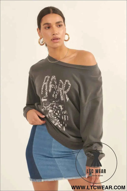 A Garment Dyed French Terry Graphic Sweatshirt