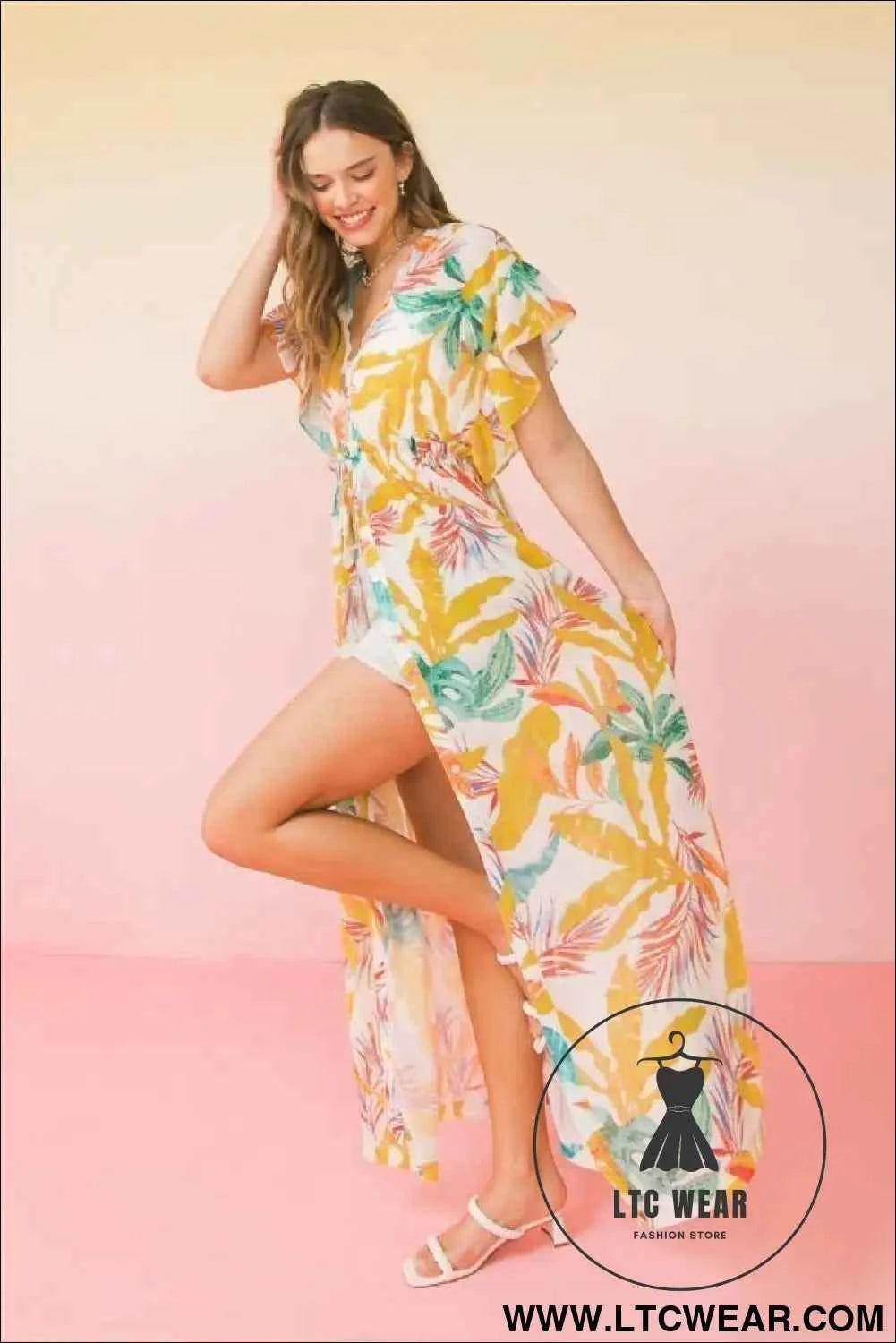 A Printed Woven Maxi Cover Up
