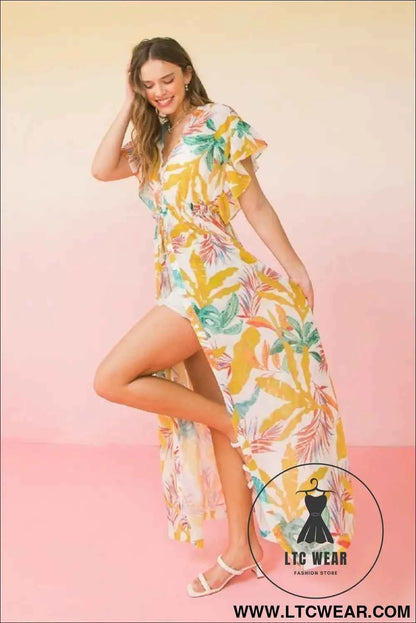 A Printed Woven Maxi Cover Up