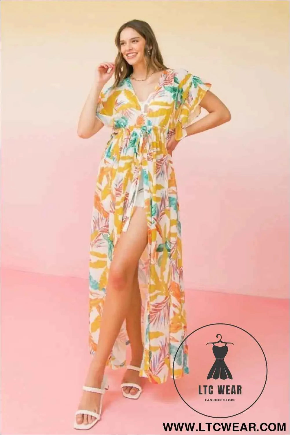 A Printed Woven Maxi Cover Up