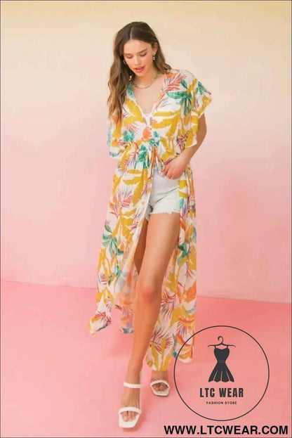 A Printed Woven Maxi Cover Up