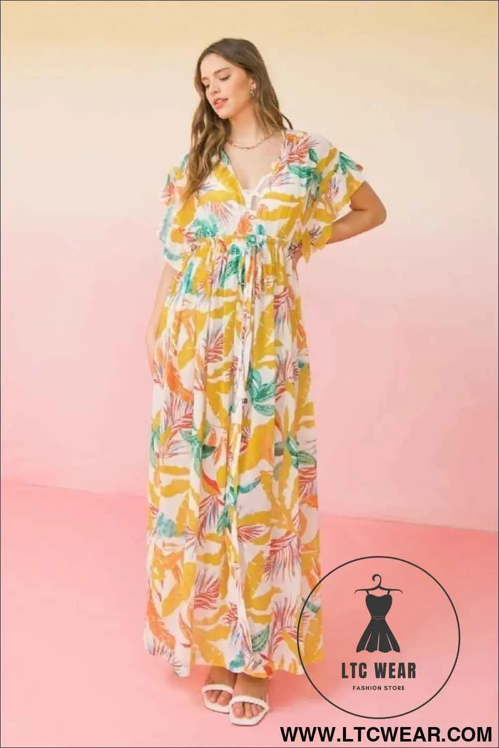 A Printed Woven Maxi Cover Up