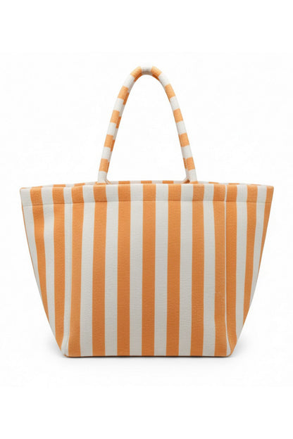 Grapefruit Orange Striped Terry Large Beach Tote Bag