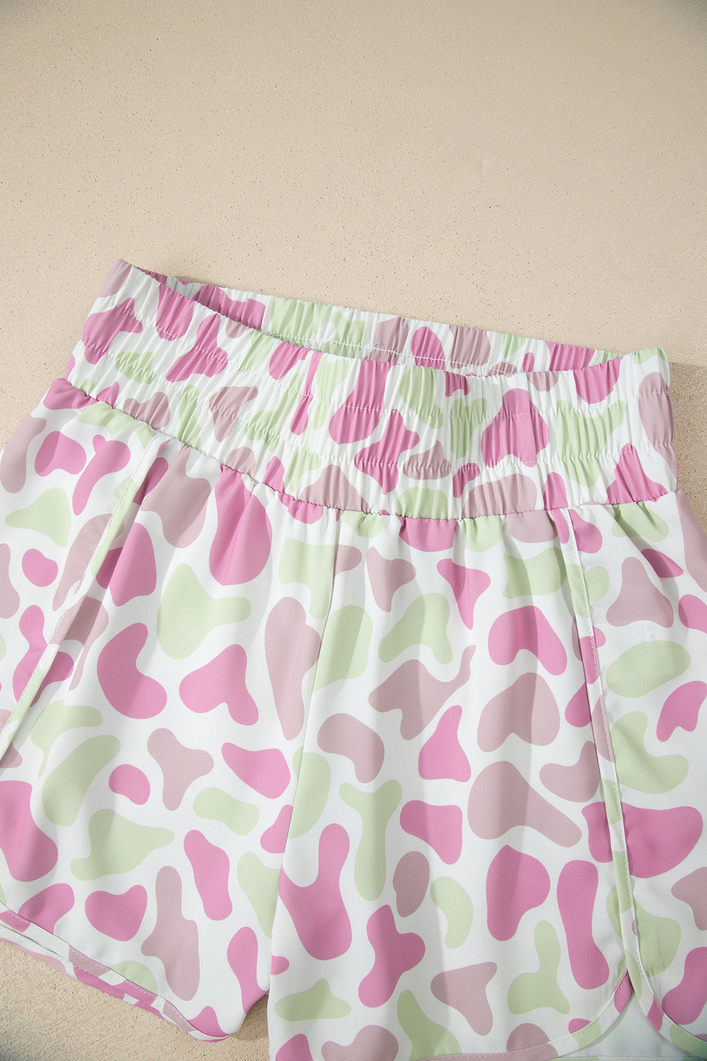 Multicolour Camouflage Print Shirred High Waist Athleisure Shorts