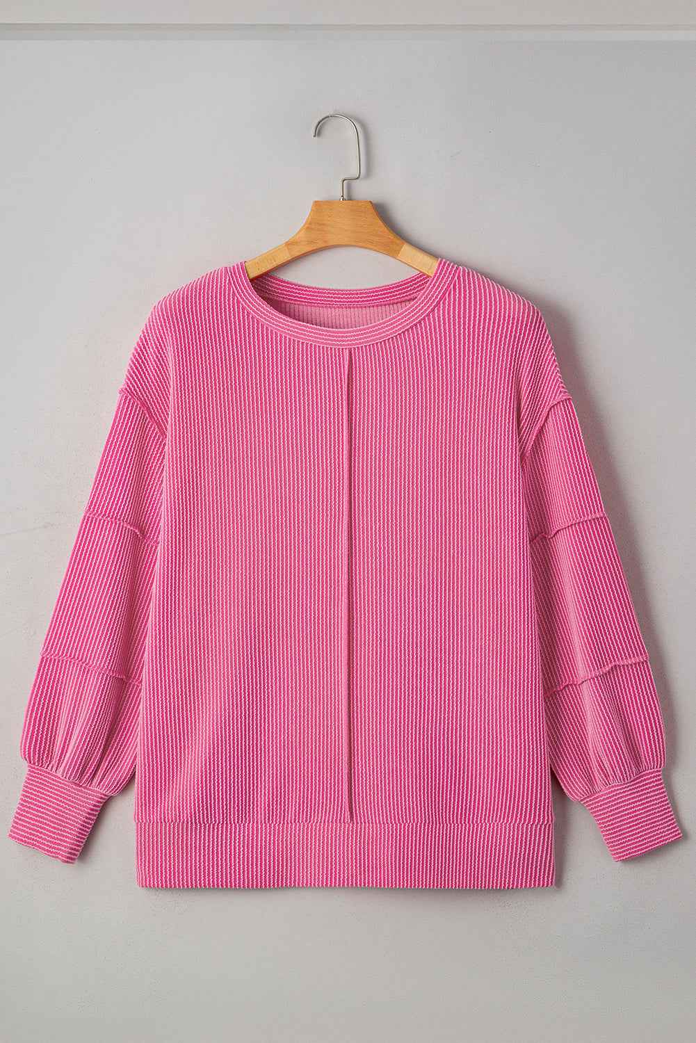 Bonbon Twist Ribbed Exposed Seam Detail Plus Size Top