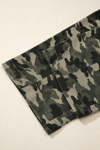 Green Camouflage Print Multi Pocketed Womens Denim Pants