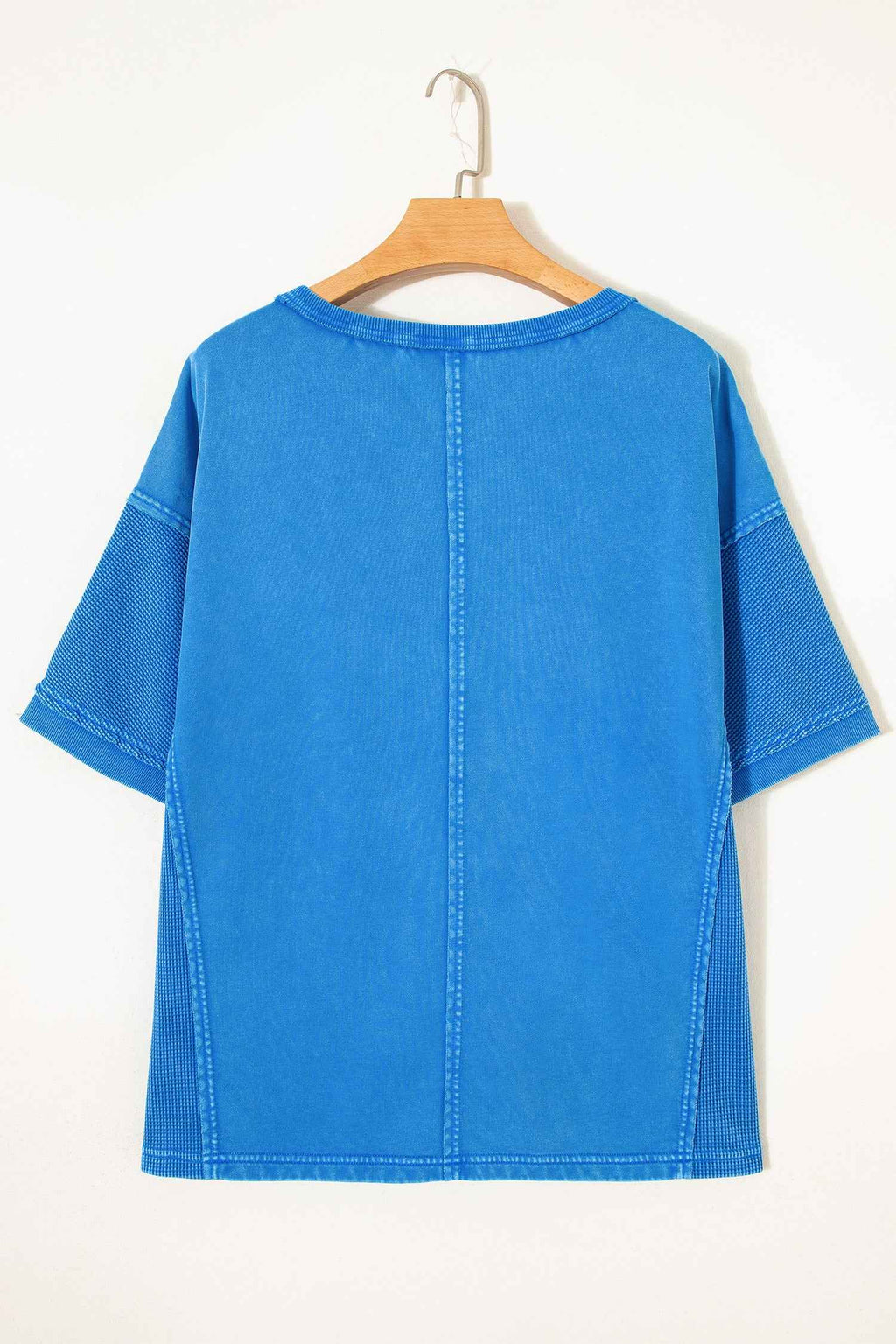 Blue Mineral Wash Star Mesh Patchwork Oversize Tee