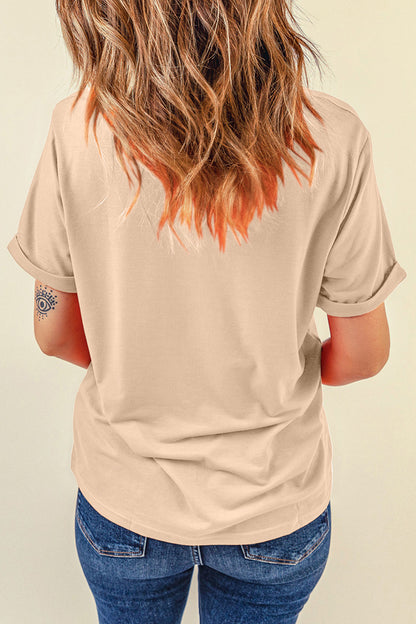 Khaki Western HOWDY Slogan Casual Graphic T-Shirt